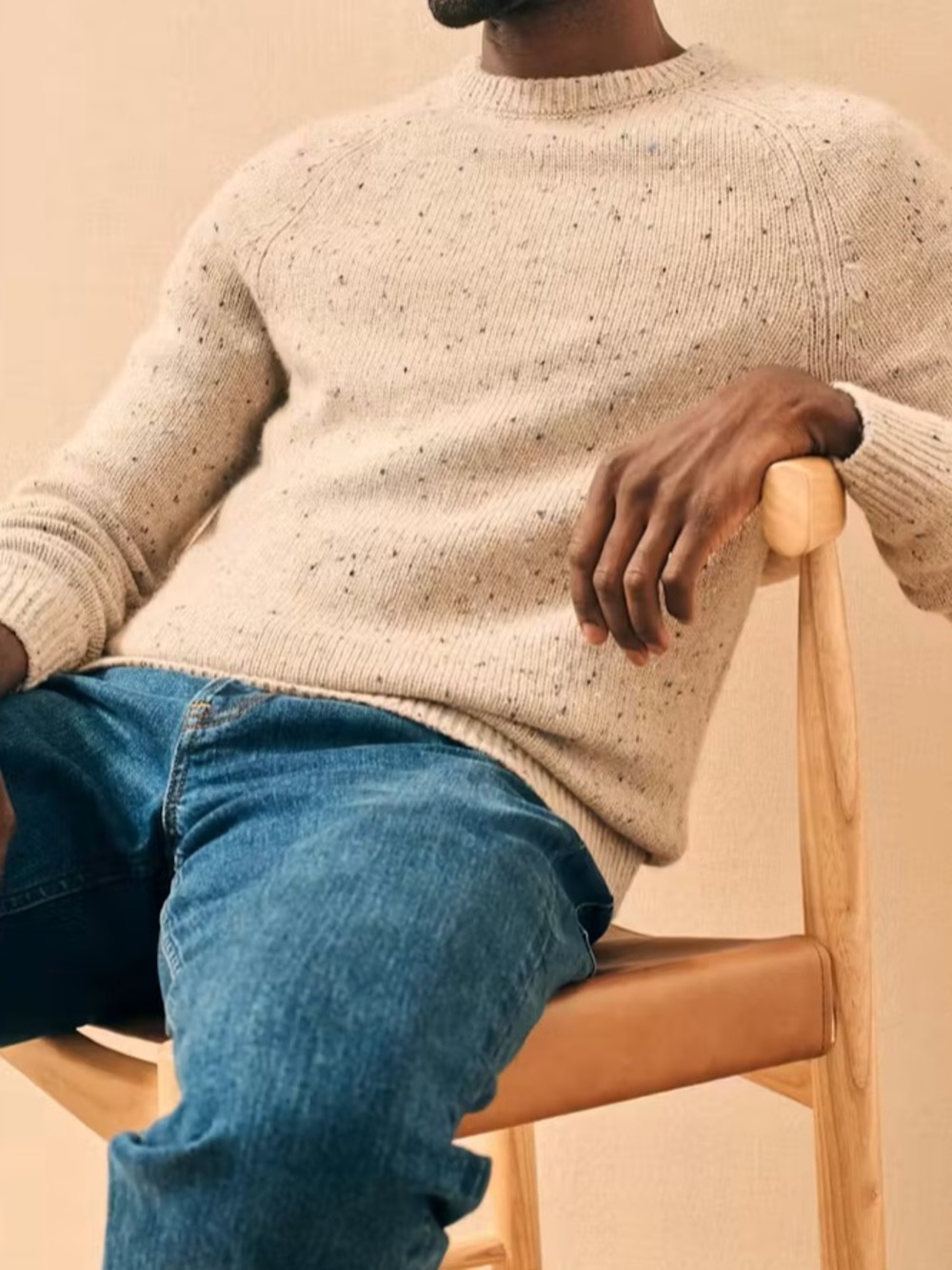Faherty Donegal Wool Blend Crew Sweater Raglan Sleeve Classic Preppy Classic